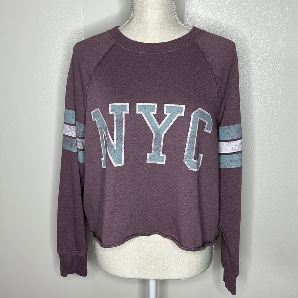Aerie NYC Graphic Pullover Cropped Sweatshirt Size Small